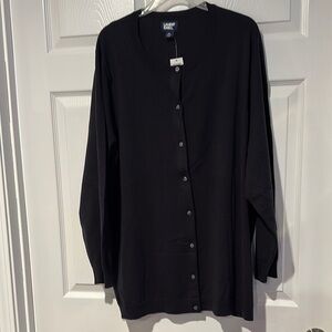 New w/ Tag Lands' End Midnight Black Button-Up Performance Crew Cardigan- 3X